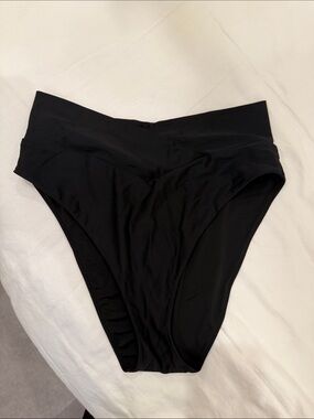 aerie Black High-Waist Crossover Swim Bottom